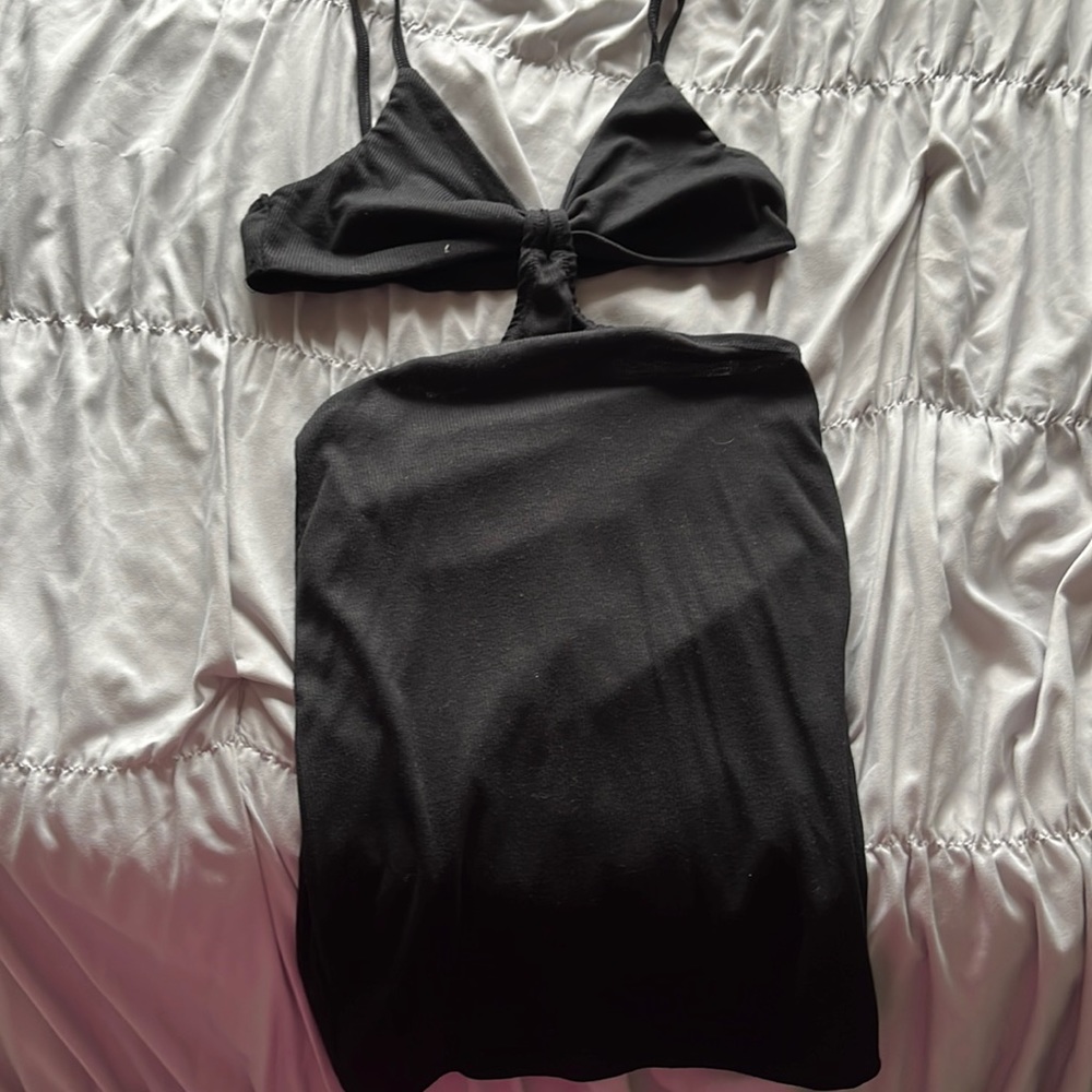 Black cut out mini dress